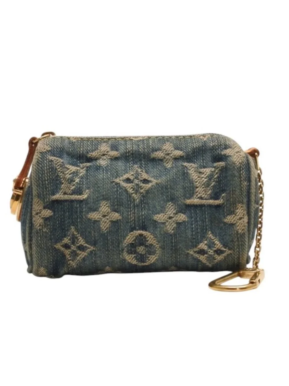 Louis Vuitton Monogram Denim Mini Trousse Speedy PM Strap Blue Handbag